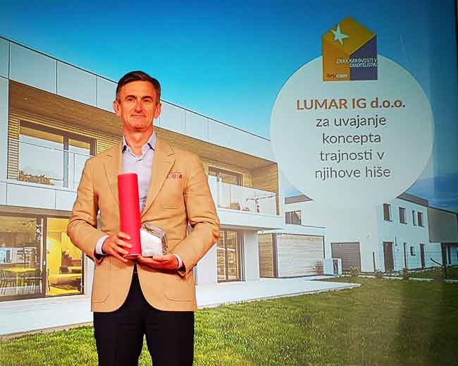Lumar že drugič prejemnik okoljskega certifikata Znak kakovosti v graditeljstvu (ZKG)